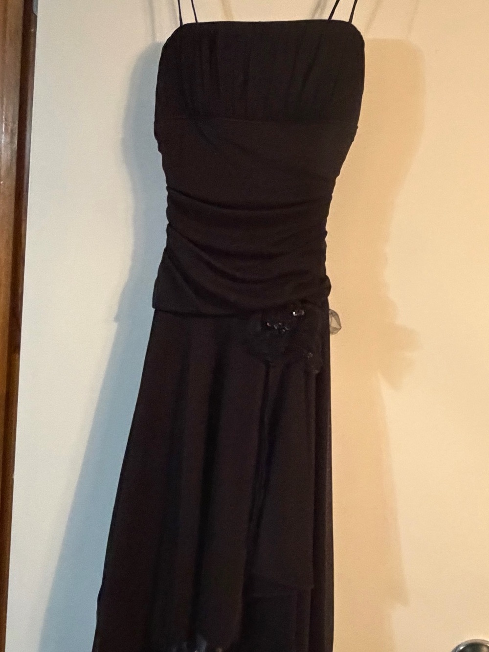 City Triangles Black Spaghetti Strap Evening Dress